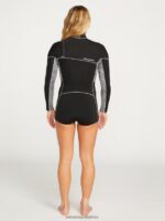 Z0ZR081107 Black Women Modulator 2mm Long Sleeve Chest Zip Wetsuit Volcom Clothing - Image 16