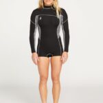 Z0ZR081107 Black Women Modulator 2mm Long Sleeve Chest Zip Wetsuit Volcom Clothing