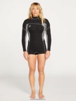 Z0ZR081107 Black Women Modulator 2mm Long Sleeve Chest Zip Wetsuit Volcom Clothing
