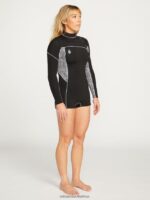 Z0ZR081107 Black Women Modulator 2mm Long Sleeve Chest Zip Wetsuit Volcom Clothing - Image 3