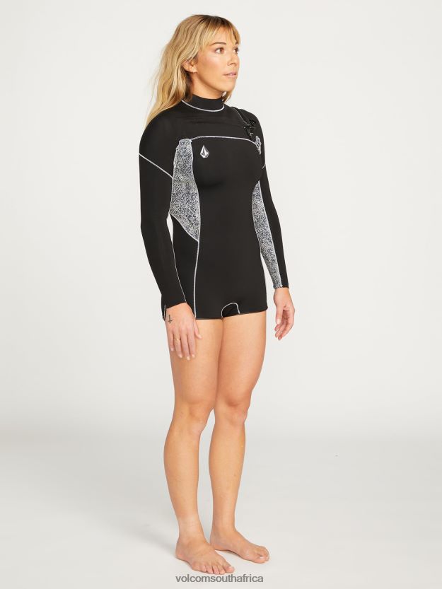 Z0ZR081107 Black Women Modulator 2mm Long Sleeve Chest Zip Wetsuit Volcom Clothing - Image 3