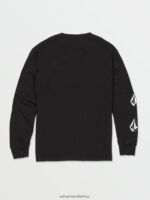 Z0ZR081124 Black Boys Iconic Stone Long Sleeve Tee Volcom Clothing - Image 2