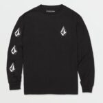 Z0ZR081124 Black Boys Iconic Stone Long Sleeve Tee Volcom Clothing