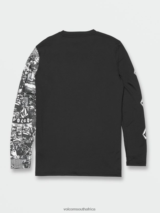 Z0ZR08112 Black Men Iconic Stone Collage Long Sleeve UPF 50 Rashguard Volcom Clothing - Image 2