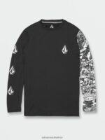 Z0ZR08112 Black Men Iconic Stone Collage Long Sleeve UPF 50 Rashguard Volcom Clothing