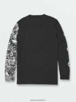 Z0ZR08112 Black Men Iconic Stone Collage Long Sleeve UPF 50 Rashguard Volcom Clothing - Image 3