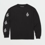 Z0ZR081130 Black Boys Iconic Stone Long Sleeve Tee Volcom Clothing
