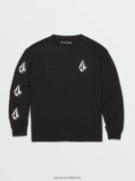 Z0ZR081130 Black Boys Iconic Stone Long Sleeve Tee Volcom Clothing