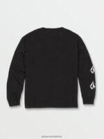 Z0ZR081130 Black Boys Iconic Stone Long Sleeve Tee Volcom Clothing - Image 3