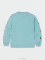 Z0ZR081134 Cali Blue Heather Boys Iconic Stone Long Sleeve Tee Volcom Clothing - Image 2