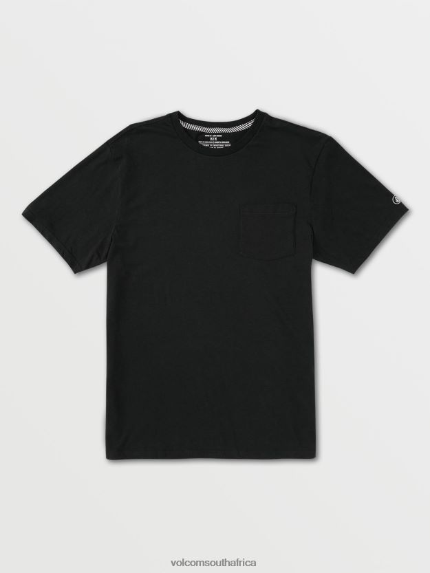 Z0ZR08114 Black Men Solid Short Sleeve Pocket Tee Volcom Clothing - Image 1