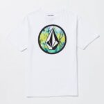 Z0ZR081161 White Boys Crisp Stone Fill Short Sleeve Tee Volcom Clothing