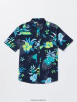 Z0ZR081169 Navy Boys Sunriser Floral Short Sleeve Shirt Volcom Clothing