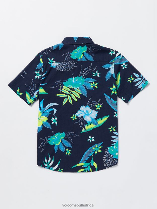 Z0ZR081169 Navy Boys Sunriser Floral Short Sleeve Shirt Volcom Clothing - Image 3