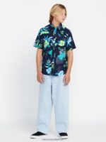 Z0ZR081169 Navy Boys Sunriser Floral Short Sleeve Shirt Volcom Clothing - Image 4