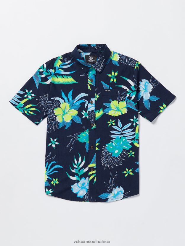 Z0ZR081169 Navy Boys Sunriser Floral Short Sleeve Shirt Volcom Clothing - Image 1