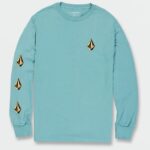 Z0ZR08116 Cali Blue Heather Men Iconic Stone Long Sleeve Tee Volcom Clothing
