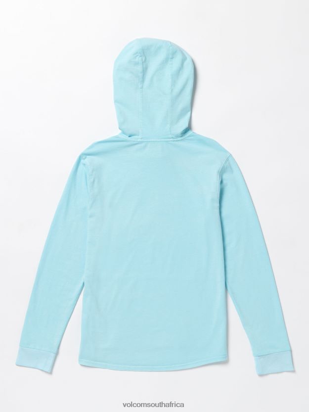 Z0ZR081170 Misty Blue Boys Stonedyed Long Sleeve Hooded Shirt Volcom Clothing - Image 2