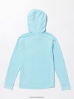 Z0ZR081170 Misty Blue Boys Stonedyed Long Sleeve Hooded Shirt Volcom Clothing - Image 3