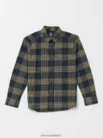 Z0ZR081171 Navy Boys Caden Plaid Flannel Volcom Clothing