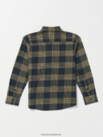 Z0ZR081171 Navy Boys Caden Plaid Flannel Volcom Clothing - Image 3
