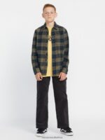 Z0ZR081171 Navy Boys Caden Plaid Flannel Volcom Clothing - Image 4