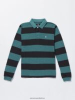 Z0ZR081173 Service Blue Boys Bolders Polo Long Sleeve Shirt Volcom Clothing