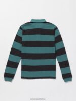 Z0ZR081173 Service Blue Boys Bolders Polo Long Sleeve Shirt Volcom Clothing - Image 3
