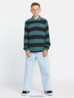 Z0ZR081173 Service Blue Boys Bolders Polo Long Sleeve Shirt Volcom Clothing - Image 4