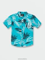 Z0ZR081181 Electric Blue Boys Bleeding Leaf Short Sleeve Shirt Volcom Clothing - Image 4