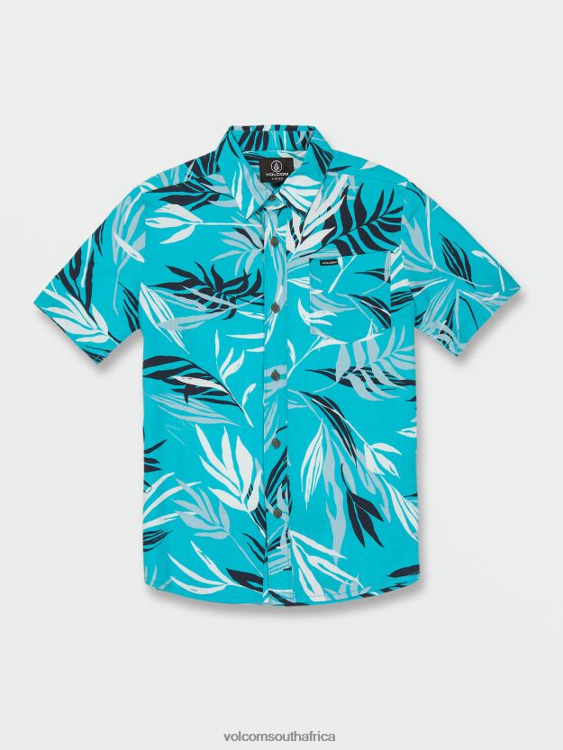 Z0ZR081183 Electric Blue Boys Bleeding Leaf Short Sleeve Shirt Volcom Clothing - Image 3