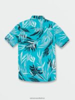 Z0ZR081183 Electric Blue Boys Bleeding Leaf Short Sleeve Shirt Volcom Clothing - Image 4
