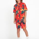 Z0ZR081184 Red Orange Boys Island Time Short Sleeve Shirt Volcom Clothing