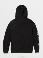 Z0ZR081187 Black Boys Iconic Stone Hoodie Volcom Clothing - Image 2