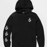 Z0ZR081187 Black Boys Iconic Stone Hoodie Volcom Clothing