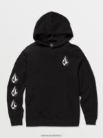 Z0ZR081187 Black Boys Iconic Stone Hoodie Volcom Clothing