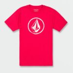 Z0ZR08118 Ribbon Red Men Circle Stone Short Sleeve Tee Volcom Clothing