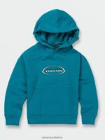 Z0ZR081198 Ocean Teal Boys Strike Hood Pullover Sweatshirt Volcom Clothing - Image 2