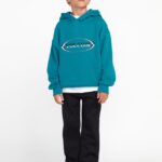 Z0ZR081200 Ocean Teal Boys Strike Hood Pullover Sweatshirt Volcom Clothing