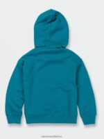 Z0ZR081200 Ocean Teal Boys Strike Hood Pullover Sweatshirt Volcom Clothing - Image 4