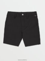 Z0ZR081205 Black Out Boys Understoned Elastic Waist Hybrid Shorts Volcom Clothing