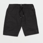 Z0ZR081211 Black Boys Understoned Elastic Waist Hybrid Shorts Volcom Clothing