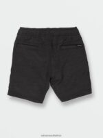 Z0ZR081216 Black Boys Understoned Elastic Waist Hybrid Shorts Volcom Clothing - Image 3
