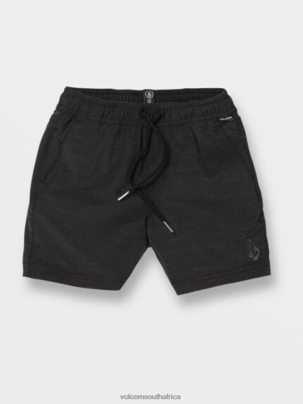 Z0ZR081216 Black Boys Understoned Elastic Waist Hybrid Shorts Volcom Clothing