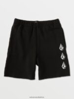 Z0ZR081222 Black Boys Iconic Stone Fleece Shorts Volcom Clothing - Image 2