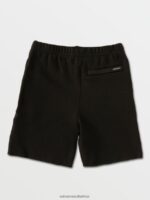 Z0ZR081222 Black Boys Iconic Stone Fleece Shorts Volcom Clothing - Image 5