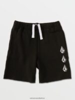 Z0ZR081222 Black Boys Iconic Stone Fleece Shorts Volcom Clothing - Image 7