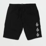 Z0ZR081225 Black Boys Iconic Stone Fleece Shorts Volcom Clothing