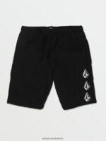 Z0ZR081225 Black Boys Iconic Stone Fleece Shorts Volcom Clothing