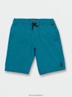 Z0ZR081231 Ocean Teal Boys Understoned Elastic Waist Hybrid Shorts Volcom Clothing